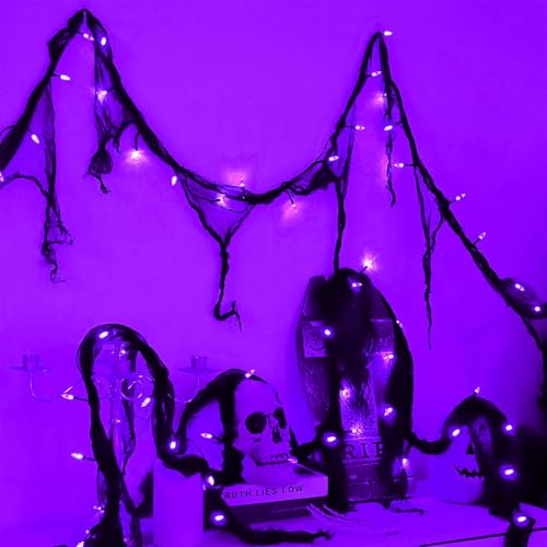 Charfia Halloween Deko Innen Outdoor, 3M Deko Halloween Lichterkette Beleuchtung mit Stoffgaze und Timer, Wasserdicht Innen Outdoor Lichterkette Batterie Party Dekoration Charfia Halloween Deko Innen Outdoor, 3M Deko Halloween Lichterkette Beleuchtung mit Stoffgaze und Timer, Wasserdicht Innen Outdoor Lichterkette Batterie Party Dekoration von Charfia