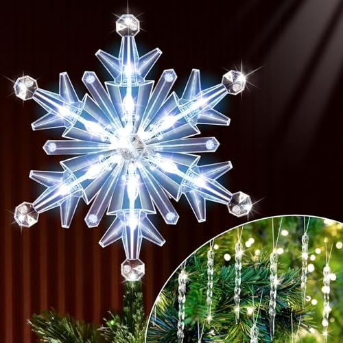 Christbaumspitze, Weihnachtsbaumspitze Weihnachtsbaum Spitze Tannenbaum Spitze Weihnachtsbaumspitzen, Weihnachtsbaum Stern Spitze Baumspitze Weihnachten Weihnachtsbaum Beleuchtet und Eiszapfen Deko Christbaumspitze, Weihnachtsbaumspitze Weihnachtsbaum Spitze Tannenbaum Spitze Weihnachtsbaumspitzen, Weihnachtsbaum Stern Spitze Baumspitze Weihnachten Weihnachtsbaum Beleuchtet und Eiszapfen Deko von Charfia