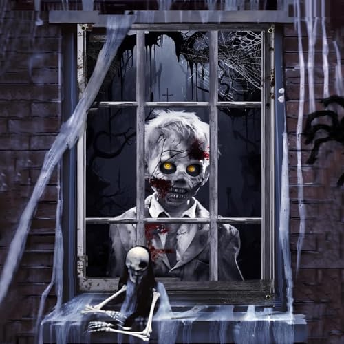 Halloween Deko Fenster, Halloween Türdeko, Halloween Gruselig Fensterbilder, Horror Fensterdeko, Halloween Deko Innen, Outdoor, Garten, Geister Zubehör Decoration Türdeko (Jungen) von Charfia