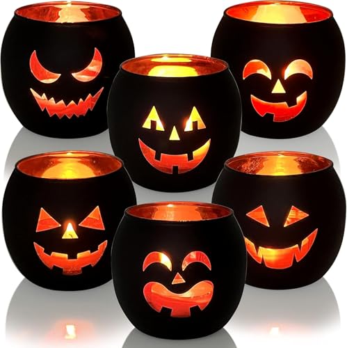 Teelichthalter Herbst, Halloween Kürbis Deko, Schwarz Windlicht Glas mit Gravur, Halloween Teelichthalter, Halloween Deko, Kürbis Windlicht für Tischdeko, Dekoration des Kamins Teelichthalter Herbst, Halloween Kürbis Deko, Schwarz Windlicht Glas mit Gravur, Halloween Teelichthalter, Halloween Deko, Kürbis Windlicht für Tischdeko, Dekoration des Kamins von Charfia