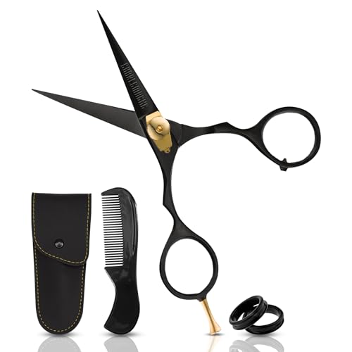 5.5" Charlemagne Bartschere - Edelstahl Schere für Bart & Schnurrbart Extrem scharfe Bart Schere kleine Friseurschere Edelstahl kurz Nasenhaarschere Bartschere Männer Beard Scissors - Nasenhaartrimmer von Charlemagne