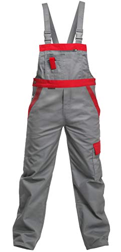 Arbeitshose Charlie Barato® Profi Line grau/rot - Latzhose für Handwerker Größe 48 von Charlie Barato