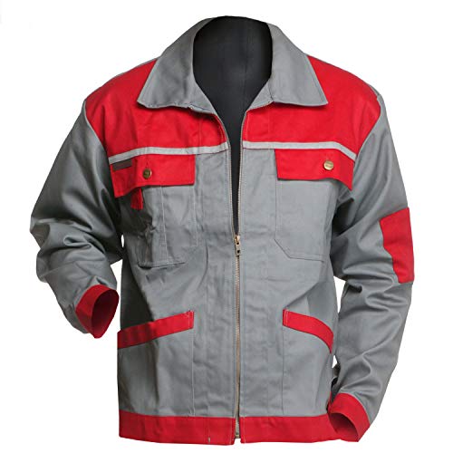 Arbeitsjacke Charlie Barato® Profi Line grau/rot - Jacke für Handwerker Größe 52 von Charlie Barato