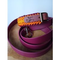 Herbstliches Hundehalsband Aus Paracord Mit Passender Hundeleine Biothane in Burgunder von CharlilyHandmade