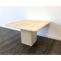 Travertin Tisch Couchtisch Beistelltisch Vintage Zu Teak 70Er Travertintisch Mcm von Charlinsky