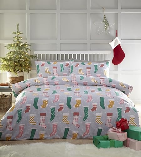 Charlotte Thomas Bettbezug-Set mit Weihnachtsstrümpfen, Mehrfarbig, für King-Size-Betten von Charlotte Thomas