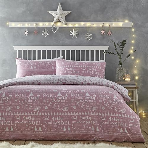 Charlotte Thomas Jolly Christmas Bettwäsche-Set für Einzelbett, Rosa von Charlotte Thomas