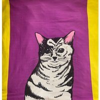 Große Kuschelige Katzenliebhaber Decke Fleece Decke Für Sofa, Schlafzimmer. Lila Und Gelber Katzenfans von CharlotteFordART