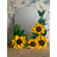 Wandspiegel, Sonnenblumen Kunst, Filz Sonnenblumen, Rechteck Spiegel, Sonnenblume Blumen Dekor Für Wohnzimmer, Schlafzimmer, Sonnenblumen Umgeben von CharlotteFordART