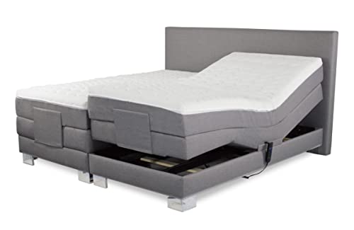 Boxspringbett ROM II 200x200 cm elektrisch verstellbar 2 Motoren Härtegrad H2 / H3 / H4 Tonnentaschenfederkern Topper Qualität Made in Germany (200 x 200 cm) von Charlottes Möbelkaufhaus