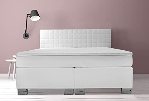 Boxspringbett Rom II 140x200 Weiß Kunstleder Gestepptes Kopfteil Härtegrad H2 H3 Echtes Boxspringbett inkl. Boxspringbettmatratze und Topper 140 x 200 cm Boxspringbett Rom II 140x200 Weiß Kunstleder Gestepptes Kopfteil Härtegrad H2 H3 Echtes Boxspringbett inkl. Boxspringbettmatratze und Topper 140 x 200 cm von Charlottes Möbelkaufhaus