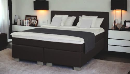 Charlottes Möbelkaufhaus Boxspringbett ROM II 200x200 Kunstleder Schwarz inkl Tonnentaschenfederkern Matratze und Topper Härtegrad H2 H3 H4 (200x200 cm, Kunstleder Schwarz) von Charlottes Möbelkaufhaus
