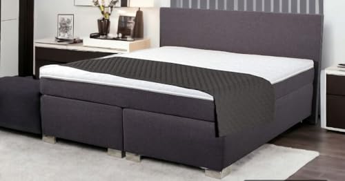 Charlottes Möbelkaufhaus Boxspringbett ROM II 200x200 cm Anthrazit Dunkelgrau inkl. Matratze und Topper Härtegrad wählbar. Liegefläche 2x2 m (200x200 cm, Dunkelgrau Anthrazit Stoff) von Charlottes Möbelkaufhaus