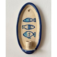Blauer Fisch | Keramik-Wandornament Keramik-Kerzenhalter Wandkerzenleuchter Keramik-Wandaltar Blauer Fisch | Keramik-Wandornament Keramik-Kerzenhalter Wandkerzenleuchter Keramik-Wandaltar von Charlottescreationnl