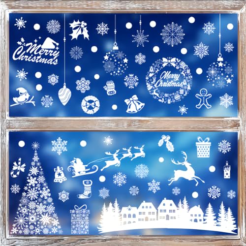 CharmBurst Fensterbilder Weihnachten Selbstklebend, Schneeflocken Fenstersticker Weiß Wiederverwendbar, PVC Fensterdeko Winter Weihnachtsdeko für Weihnachten Fenster CharmBurst Fensterbilder Weihnachten Selbstklebend, Schneeflocken Fenstersticker Weiß Wiederverwendbar, PVC Fensterdeko Winter Weihnachtsdeko für Weihnachten Fenster von CharmBurst