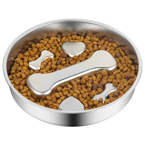 CharmBurst Langsam Fressnapf 2 Cups 304 Edelstahl Hund Langsam Fressnapf Futternapf, Metall rutschfest Schlecknapf, Welpe Oder Katze Futternapf, Haustier Zubehör, Puzzle von CharmBurst