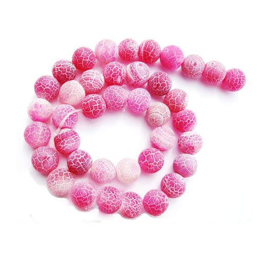 Charming Beads Geknackt Achat Perlen Fuchsie Rund 6mm Gefrostet Strang Von 62+ von Charming Beads
