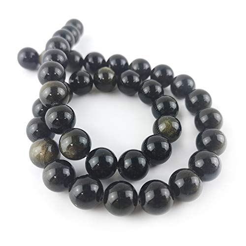 Charming Beads Regenbogen Obsidian Perlen Schwarz/Goldfarben Rund 10mm Strang Von 38+ von Charming Beads