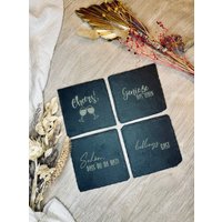Schiefer Untersetzer Set | Schöne Sprüche Für Gäste Party Dekoration Geschenk Freunde Tisch Bar Accessoir Schiefer Untersetzer Set | Schöne Sprüche Für Gäste Party Dekoration Geschenk Freunde Tisch Bar Accessoir von CharmingStylesDE