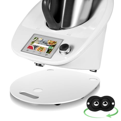 Charmofun Gleitbrett für Thermomix TM6 TM5, Slider Brett für Thermomix TM6 mit Rollen und Handgriff, Gleiter müheloses Verschieben Rollbrett aus Acryl (Weiß) von Charmofun