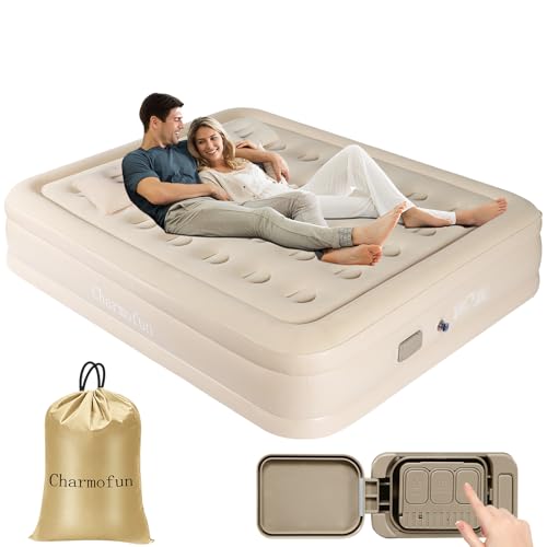 Charmofun Luftmatratze 2 Personen, Luftmatratze Selbstaufblasend mit Integrierter Pumpe, Aufblasbare Matratze mit Tasche, Luftbett für Camping oder Heimgebrauch 200 x 154 x 43cm (Twin) von Charmofun
