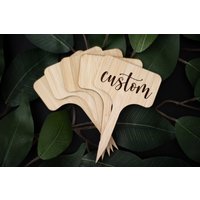 Benutzerdefinierte Holzmarker | 5Er-Pack | Personalisierte Cake Topper Bambusetiketten von ChartreuseOnTheLoose