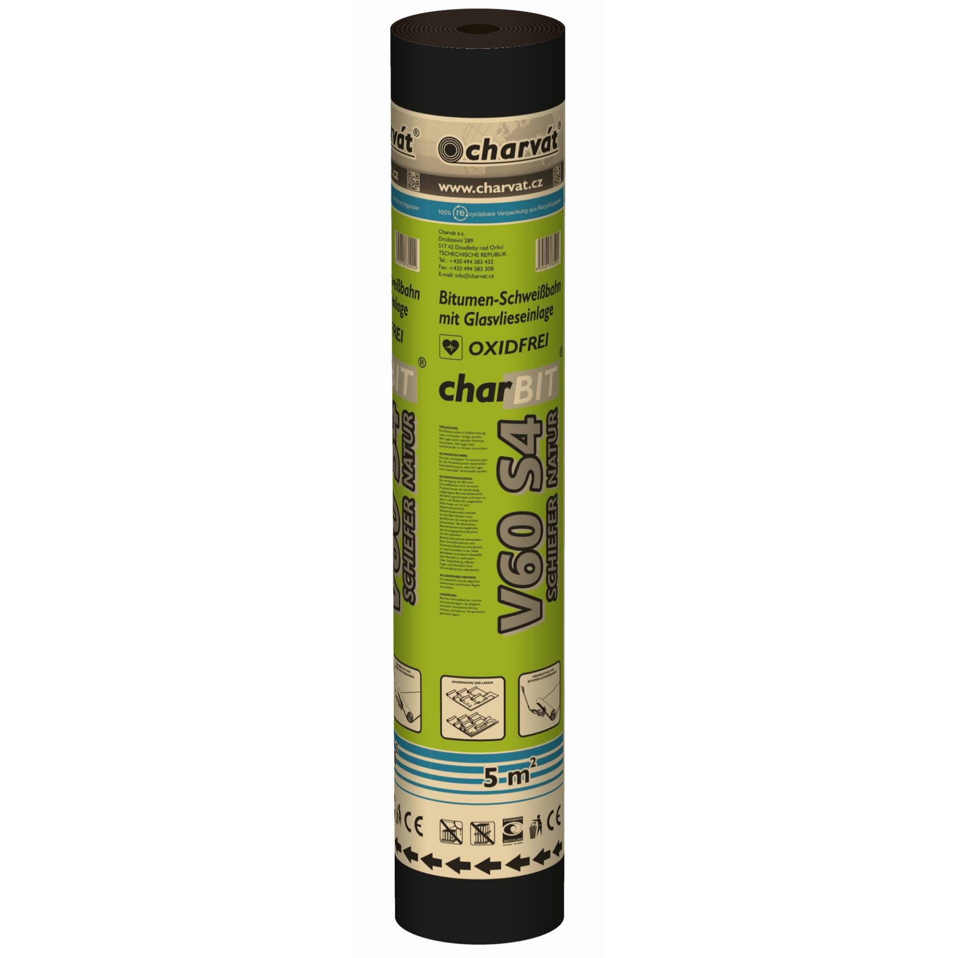 Charvat Bitumen-Schweißbahn 'charBIT V60 S4' beschiefert 100 x 500 cm Charvat Bitumen-Schweißbahn 'charBIT V60 S4' beschiefert 100 x 500 cm von Charvat