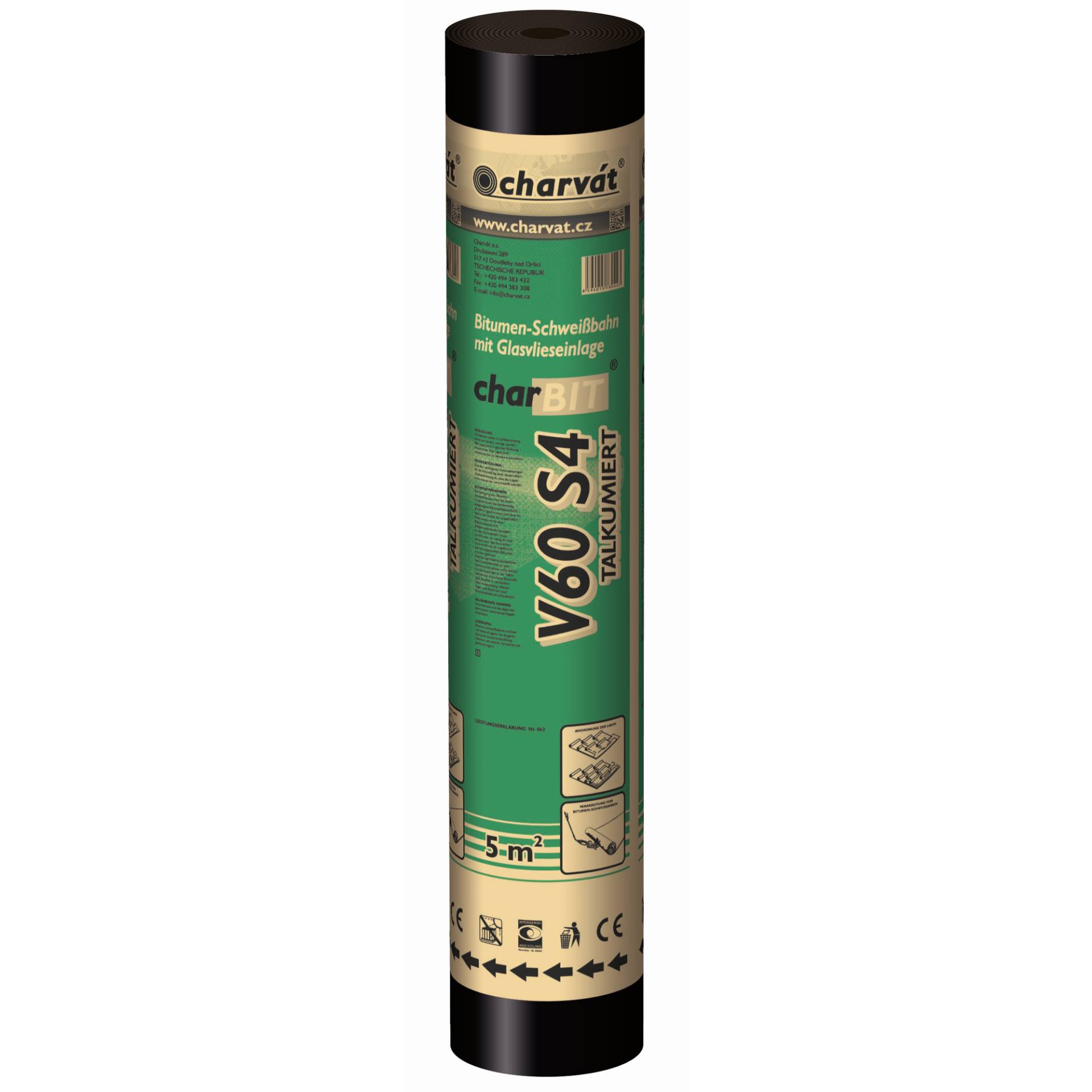 Charvat Bitumen-Schweißbahn 'charBIT V60 S4' talkumiert 100 x 500 cm Charvat Bitumen-Schweißbahn 'charBIT V60 S4' talkumiert 100 x 500 cm von Charvat