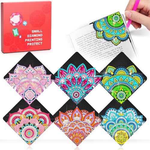 CharySim 6 Stück Diamond Painting Lesezeichen Diamant Painting Kinder Geschenkideen Mädchen 6-14 Jahre Teenager Bastelset DIY Erwachsene Set Basteln Mädchen 7 8 9 10 11 12 Jahre Geburtstagsgeschenke von CharySim