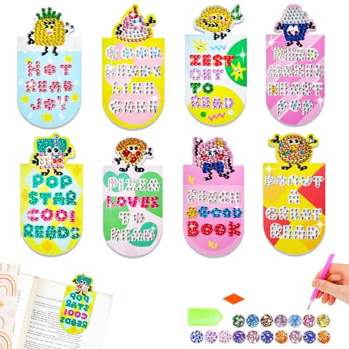 CharySim Diamond Painting Magnetische Lesezeichen Dimond Painting Kinder Geschenkideen Mädchen 6-14 Jahre Basteln kindergeburtstag Bastelset Mädchen 7 8 9 10 11 jahre Geschenk Diamant Malerei 8 Stück von CharySim