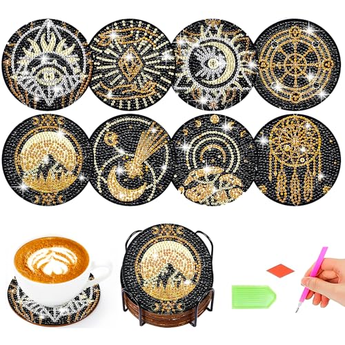 CharySim Diamond Painting Untersetzer mit halter Dimond Painting Kinder Geschenkideen Mädchen 6-14 Jahre Basteln kindergeburtstag Bastelset Mädchen 7 8 9 10 11 jahre Geschenk Diamant Malerei Tarot von CharySim