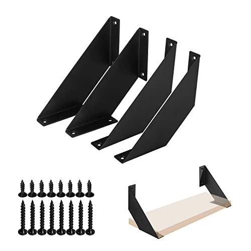 Regalwinkel Schwarz Metall 10cm 4 Stück, Regalhalterung Wand Regalträger Regal Regalhalter Schwerlast, 90 Grad Regal Halterung Wandmontage von ChasBete