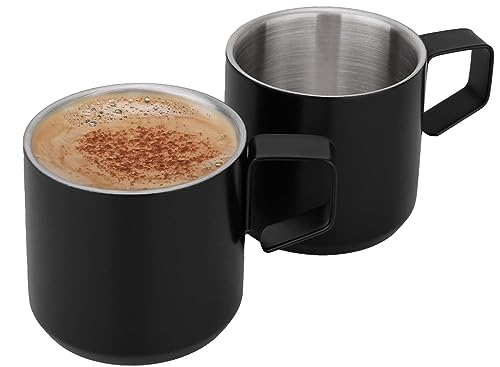 Chase Chic Edelstahl Espressotassen 2er Set, 5oz doppelwandig isoliert, unzerbrechlich, stielloser Becher Kleine Tasse für Outdoor-Events Picknick-Party, Schwarz von Chase Chic