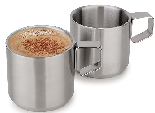 Chase Chic Edelstahl Espressotassen 2er Set, 5oz doppelwandig isoliert, unzerbrechlich, stielloser Becher Kleine Tasse für Outdoor-Events Picknick-Party, Silber von Chase Chic