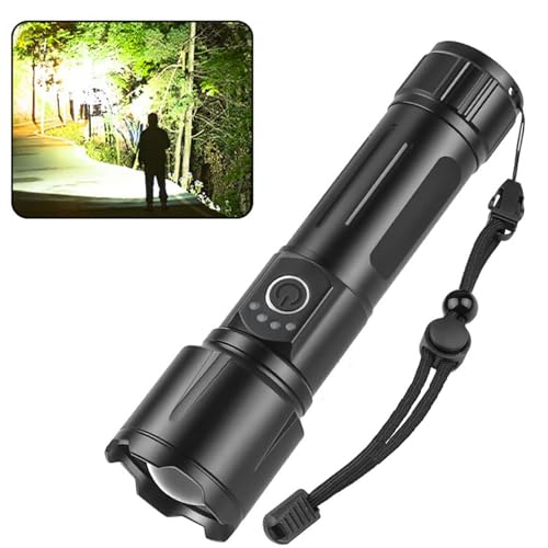 Chasinglee LED-Taschenlampe XHP95-120000 Lumen, Reichweite 1500 Meter, 5 Beleuchtungsmodi, wasserdicht IP65, Aufladung USB Typ C, kompaktes Design mit verstellbarem Zoom von Chasinglee