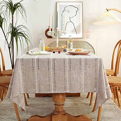 Chassic Leinen-Tischdecken im Bauernhaus-Stil, knitterfrei, waschbar, Esszimmer-Tischdecken für rechteckige Tische, 152,4 x 213,4 cm, Hellkaffee Chassic Leinen-Tischdecken im Bauernhaus-Stil, knitterfrei, waschbar, Esszimmer-Tischdecken für rechteckige Tische, 152,4 x 213,4 cm, Hellkaffee von Chassic