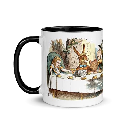 Chatcripant Tasse Alice im Wunderland Tasse Lewis Carroll Tenniel Geschenk Verrückter Hutmacher Leser Katze Kaffee Tee, CHAT-001 von Chatcripant