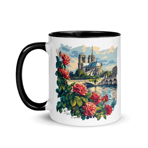 Tasse Paris Eiffelturm Frankreich Souvenir Reisebecher Denkmäler Design Romantik Eleganz Deko Kaffee Stadt Licht Tee Geschenk Original Kunst Frankreich Romantisch (Notre Dame de Paris) von Chatcripant