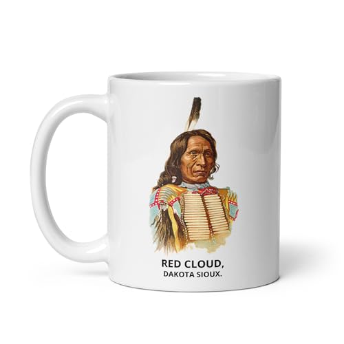 Tasse Sioux Indianer Amerika Indian Blackfeet Dakota Western Navajos Cherokees Irokese Apaches Cheyennes Tasse Tee Kaffee Antike Malerei (Red Cloud) von Chatcripant
