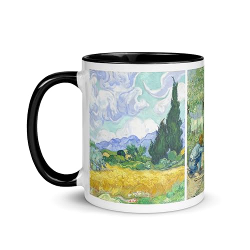 Chatcripant Tasse Van Gogh Zypressen Olivenbaum Weizen Tasse Kaffee Tee Geschenk Nacht Sterne Terrasse Rhone Blumen Bild Malerei Sonnenblumen Mohnblumen Iris, CHAT-001 von Chatcripant