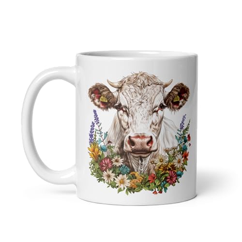 Kuh-Tasse Humor Natur Humor Dekoration Besinnung Geschenk Tiere Originelle Tasse Kaffee Tee Spaziergang Land Wandern Bauer (Blumen) von Chatcripant