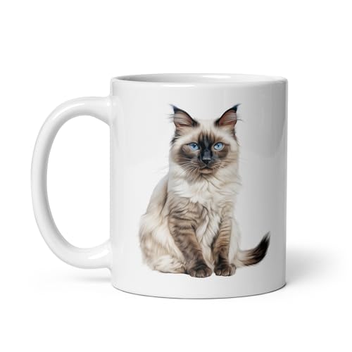 Mug Cat Breed Maine Coon British Shorthair Bengal Holy Burma Printed Mug Cat Fan Cute Passion Pets Gift Elegant Coffee Tea (Heilig von Burma) von Chatcripant