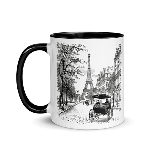Tasse Paris Eiffelturm Frankreich Souvenir Reisebecher Denkmäler Design Romantik Eleganz Deko Kaffee Stadt Licht Tee Geschenk Original Kunst Frankreich Romantisch (Retro-Eiffelturm) von Chatcripant