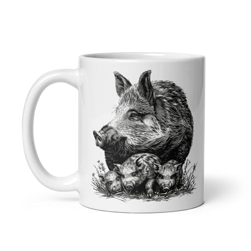 Tasse Natur Hirsch Wildschwein Fuchs Laie Markassin Wald Spaziergang Jagd Tiere Landschaft Tee Kaffee Original Tasse Geschenk Kollege Herren Damen Naturforscher Opa Oma (Wildschwein) von Chatcripant