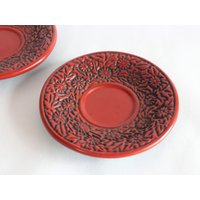 13, 5 cm, Teetasse Untertasse, Cramic Untertasse Für Teetasse, Rot Mit Blumen Gravur von ChatiHandcraft