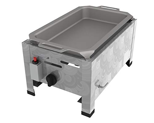 ChattenGlut Professional Gastrobräter 1-flammig - freistehendes Tischgerät aus Edelstahl mit Stahlbrenner - 3,6 kW Gasbräter regelbar für Flüssiggas, mit Pfanne, 340x530x270 mm, von ChattenGlut