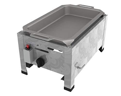 ChattenGlut Professional Gastrobräter 1-flammig - freistehendes Tischgerät aus Edelstahl mit Stahlbrenner - 4,5 kW Gasbräter regelbar für Flüssiggas, mit Pfanne, 340x530x270 mm, von ChattenGlut