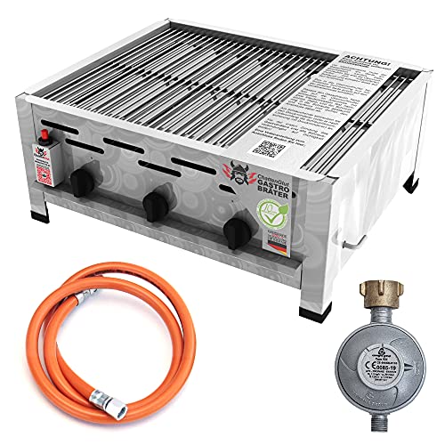 ChattenGlut Professional Gastrobräter 3-flammig Tischgerät Edelstahl Stahlbrenner für Flüssiggas 650x530x270mm (10,8 Rost) von ChattenGlut