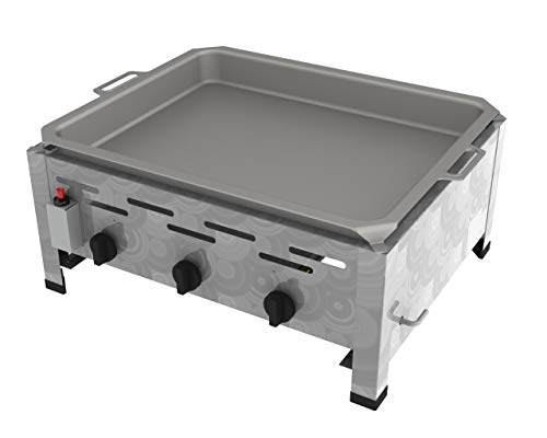 ChattenGlut Professional Gastrobräter 3-flammig Tischgerät Edelstahl Stahlbrenner für Flüssiggas 650x530x270mm (13,5 Pfanne) von ChattenGlut