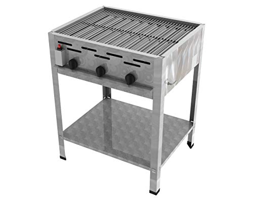 ChattenGlut Professional Gastrobräter 3-flammig Tischgerät Edelstahl Stahlbrenner für Flüssiggas 650x530x800mm (10,8 Rost) von ChattenGlut